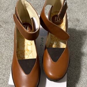 Fly London Women's Tan Mary Jane Flats